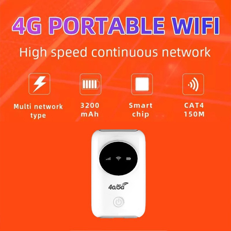 4G LTE USB WiFi Modem 300Mbps Unlocked 5G WiFi Micro SIM Card Slot Built in 3200MAh Wireless Portable WiFi Router