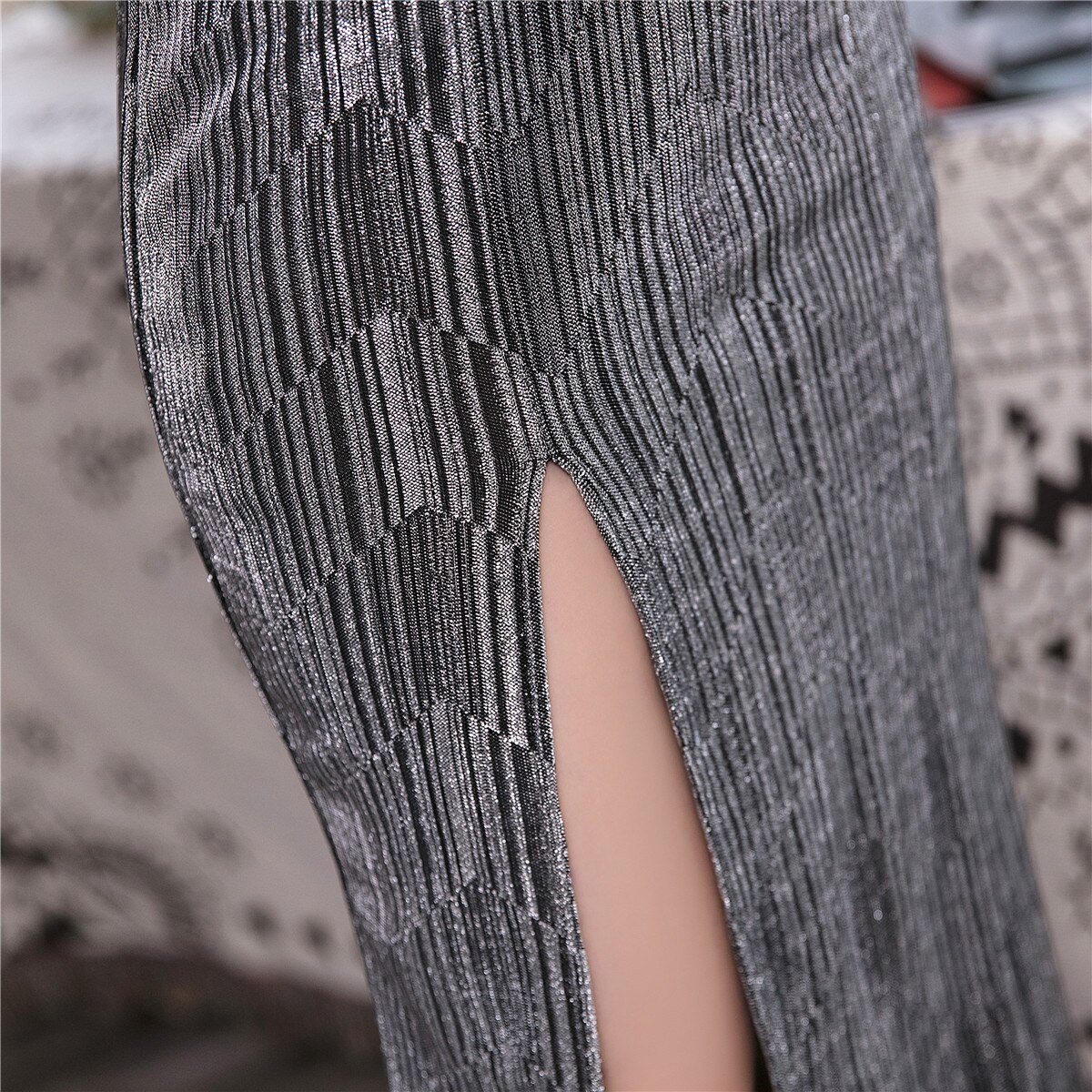 Shanghai Story Long Cheongsam Sequins Qipao High Split Chinese Traditional Dress 2 Color