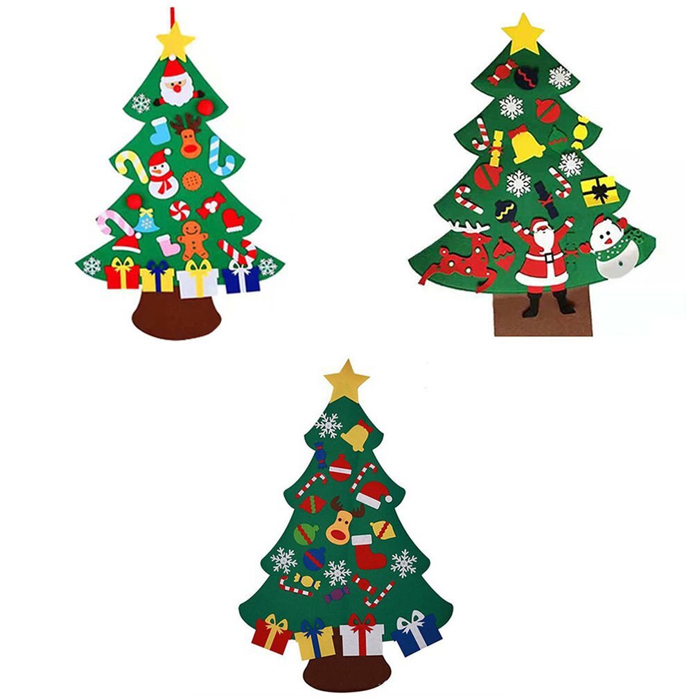 Børn diy juletræ håndlavet filt klud juletræ filt stereo juletræ glat skæring