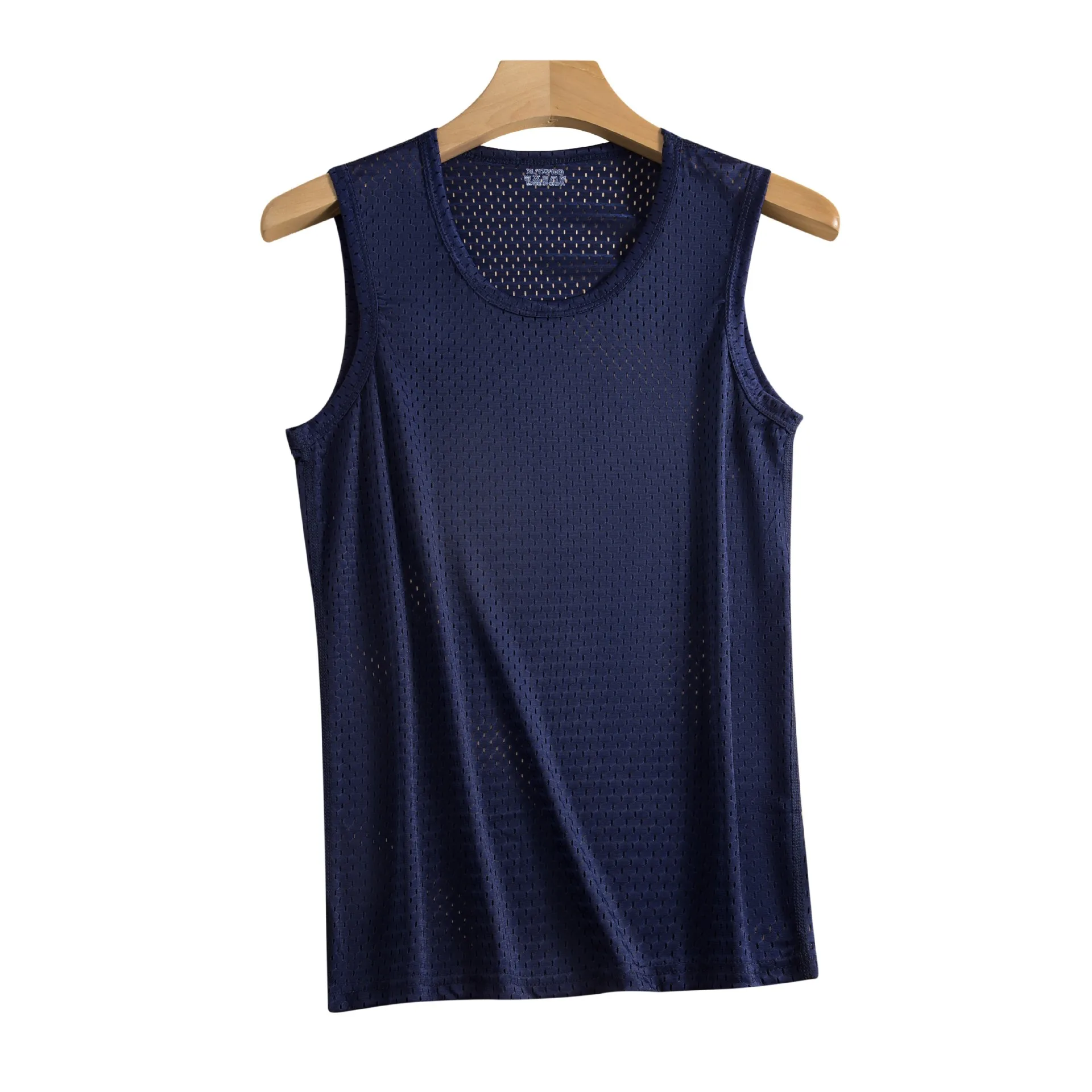 Chaleco de malla para hombre, camisetas sin mangas de culturismo de secado rápido de seda helada, chaleco estrecho sin mangas para Fitness, camisetas deportivas informales para Fitness