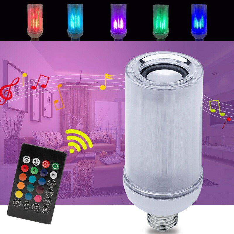 Perhe led  e27 rgb värikäs lamppu smart lamppu bluetooth musiikkikaiutin kaukosäätimellä