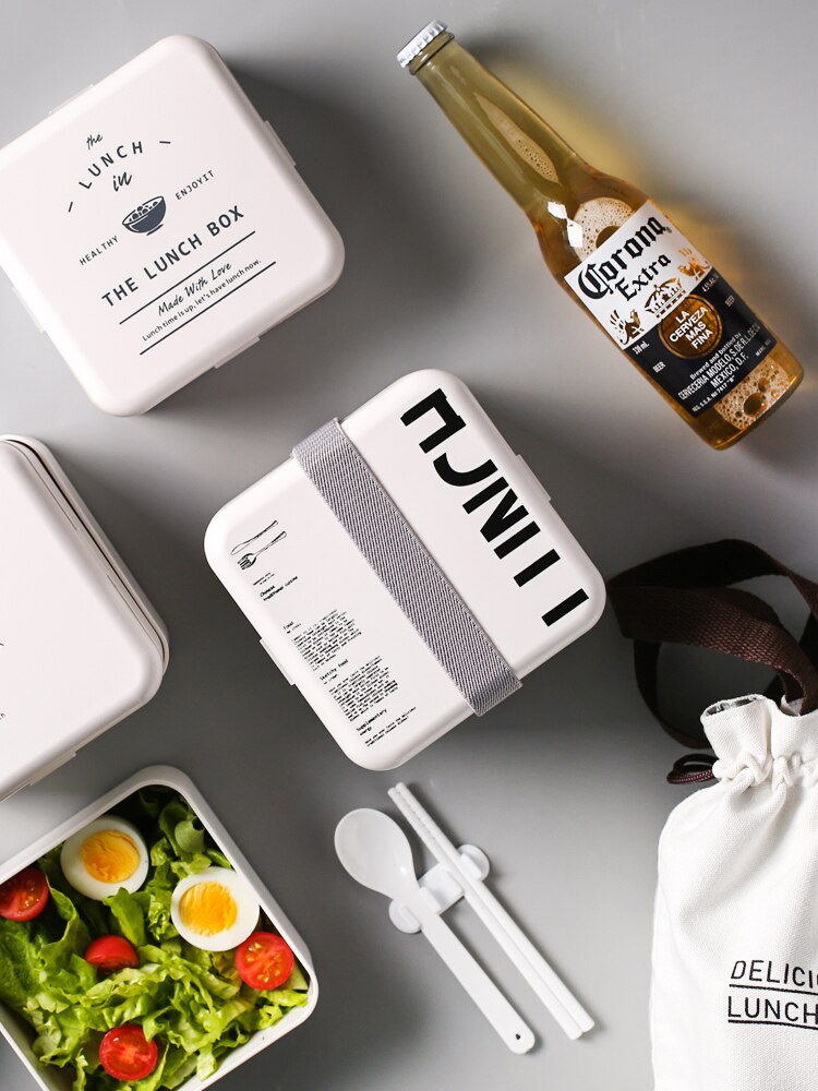 800ml japansk mikrobølgeovn madpakke bærbar børne plastik bento box 2 lag mikroovn spisestel mad opbevaringsbeholder madpakke