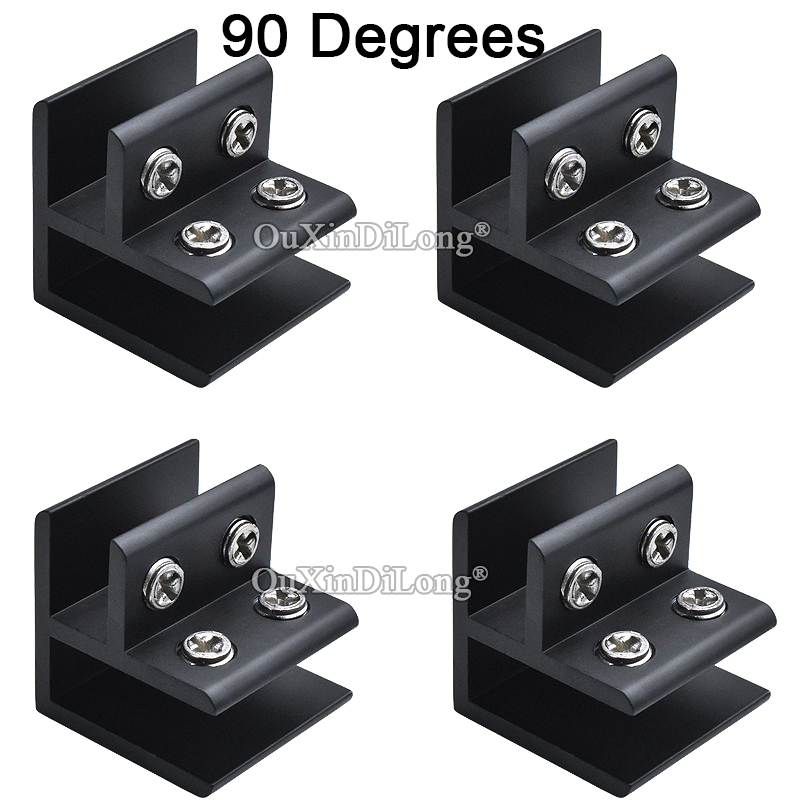 10PCS 90Degrees 2Ways Corner Glass Clamp Clips Bracket Glass Aluminium Brackets Black/Silver for 2-20mm Glass JF1812
