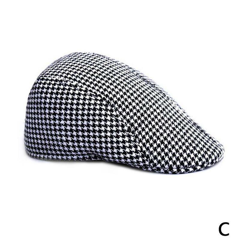 1Pc Peaky Blinders Hoed Katoen Plaid Baret Vintage Tweed Cap Verstelbare Hoed Voor Mannen En Vrouwen Accessoire Lente Peaky blinders Hoed: C