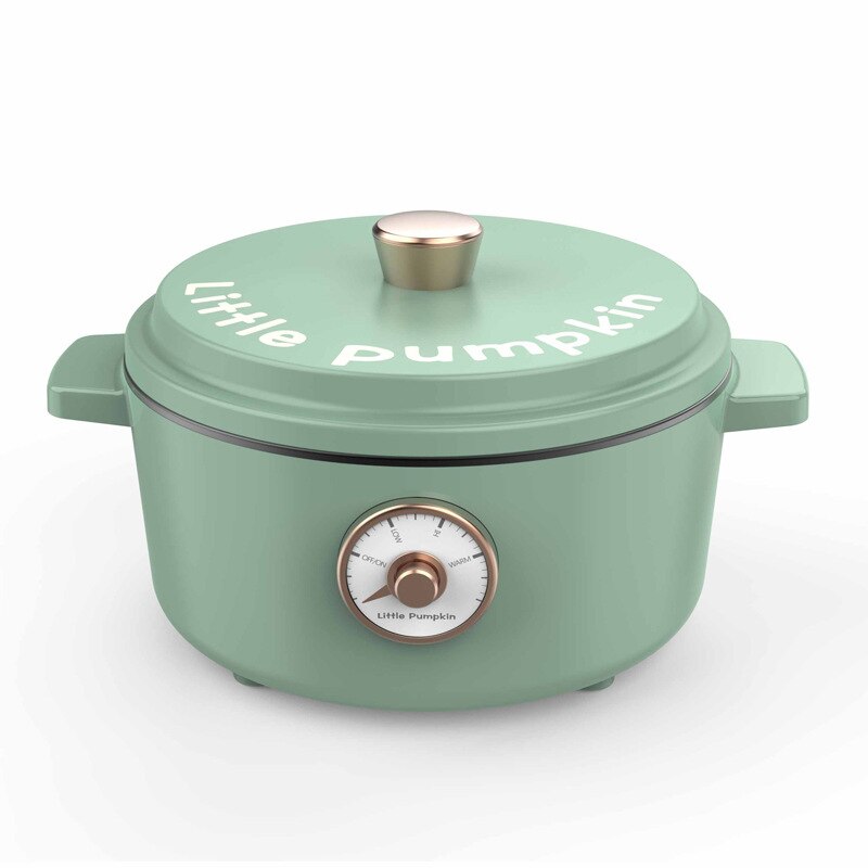 220V Small Pumpkin Electric Wok Home Multi-function Dormitory Small Electric Cooker Cooking Rice Cooking One Pot Electric Cooker: Green