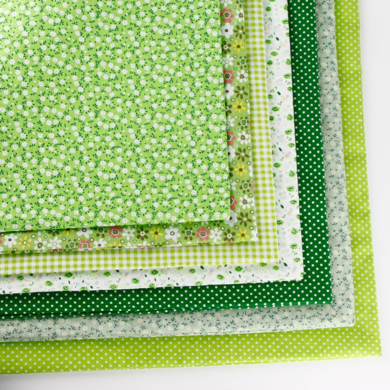 50 x 50cm 100% cotton fabric floral print fabric for DIY sewing patchwork Mixed Style cloth material: 7pcs in one green