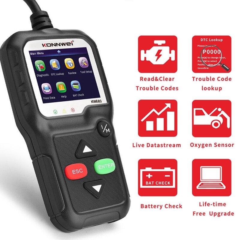 Konnwei KW680 OBD2 Scanner Obd Auto Diagnostische Auto Diagnostic Tool Lezen Duidelijke Fout Fout Codes OBD2 Automotive Scanner: Default Title