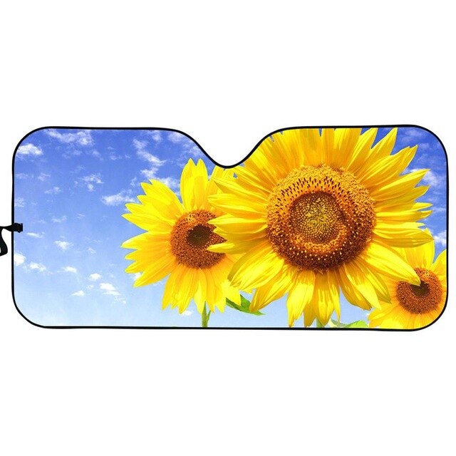 Éblouissement de soleil de bloc d'ajustement universel d'ombre de soleil automatique de tournesol jaune/UV/chaleur gardez votre couverture fraîche d'impression florale de fleur de soleil de bloqueur de voiture: HTF026HC