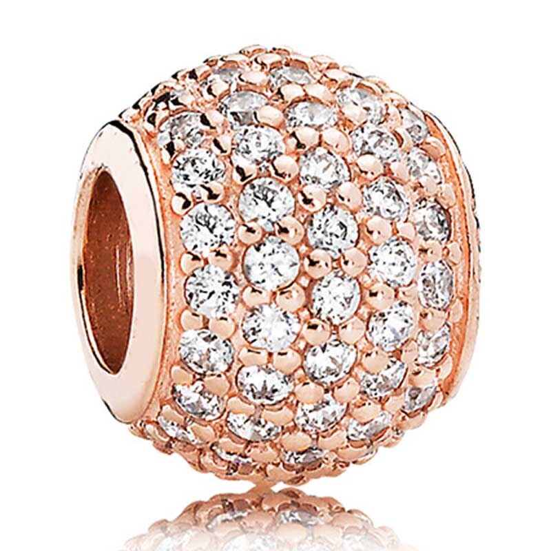 Sparkling Ball Butterfly Love Heart Bonds With Crystal Charm 925 Sterling Silver Beads Fit Bracelet Bangle DIY Jewelry: B30-Rose