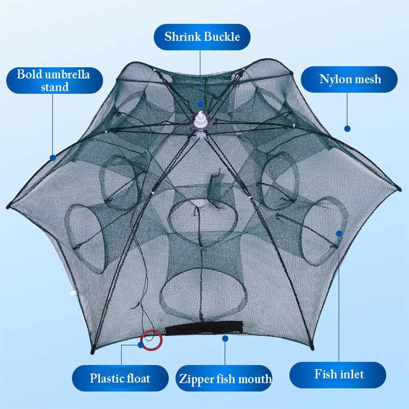 4-20 Holes Hexagon Fish Network Strengthened Automatic Foldable Fishing Net Shrimp Cage Nylon Fish Trap Cast Nets Trap Cast Net