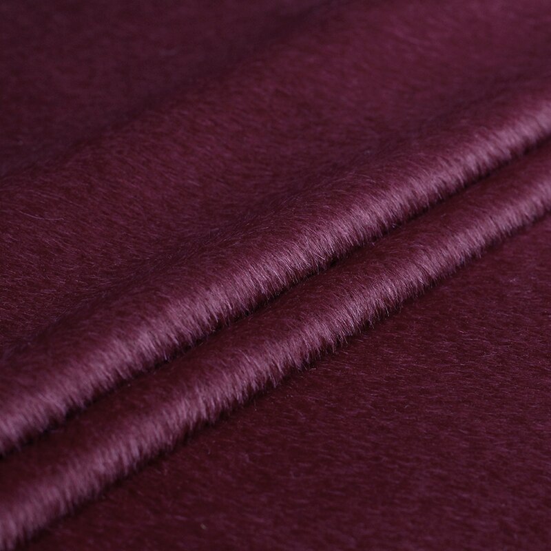 Perlesilke mørkerød alpaca uld over belægning langt hår materialer vinter overfrakke gør det selv tøj stoffer