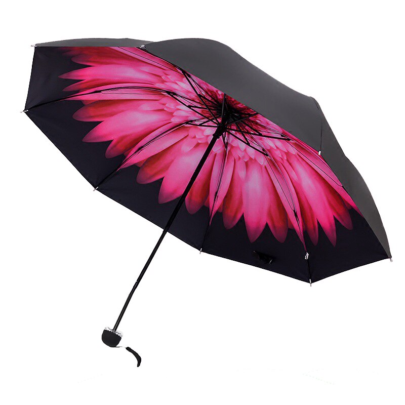 Zwarte Paraplu Vrouwen Regen Paraplu Vrouwelijke Paraplu Zon bloem Opvouwbare Paraplu vrouw parasol meisje Outdoor Anti-Uv paraguas