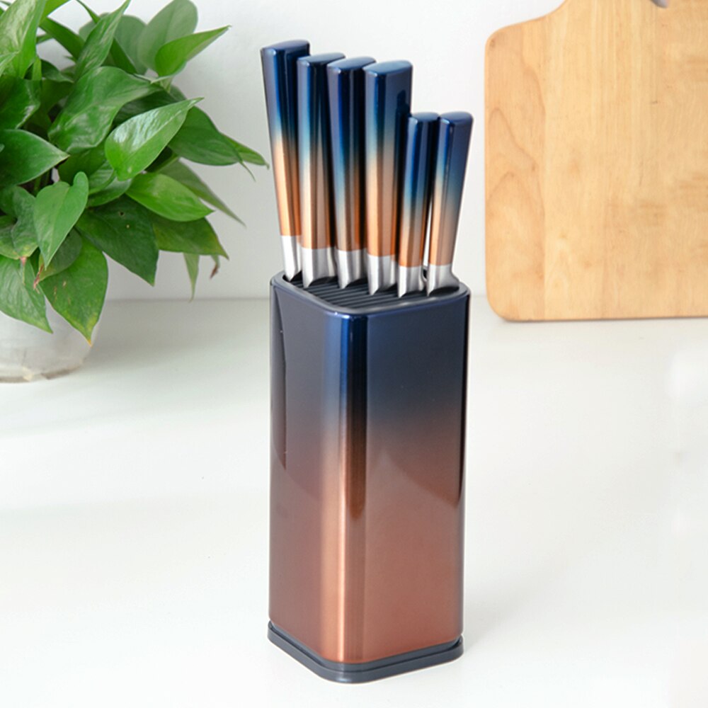 Stainless Steel Kitchen Knife Stand Knives Holder Multifunctional Holder 8" Knife Block Sooktops Tube Shelf Chromophous