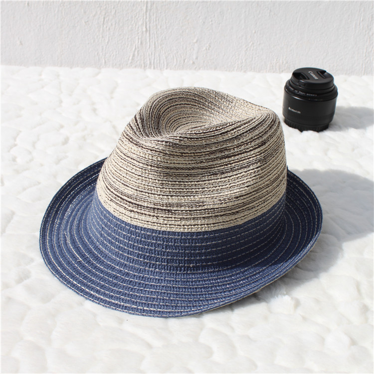 Mænds klassiske cowboy hat strand hat mænds gradient halm jazz hat: -en