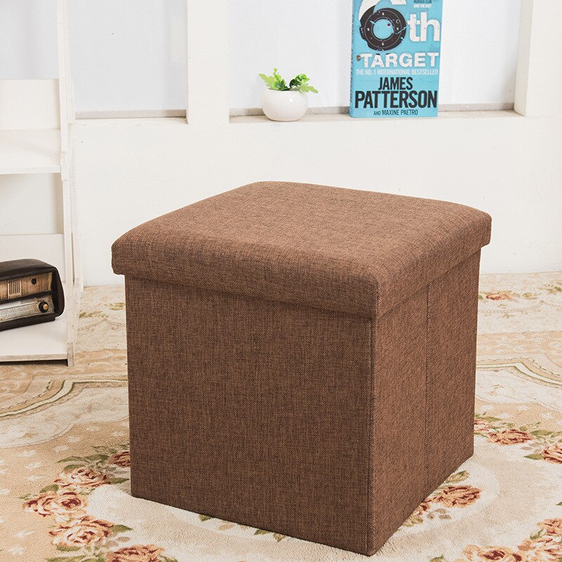 multi-fonction pliable carré rétro pliant stockage tabouret boîtes de rangement organisateur enfants livre articles divers décoration de la maison: Marron / S