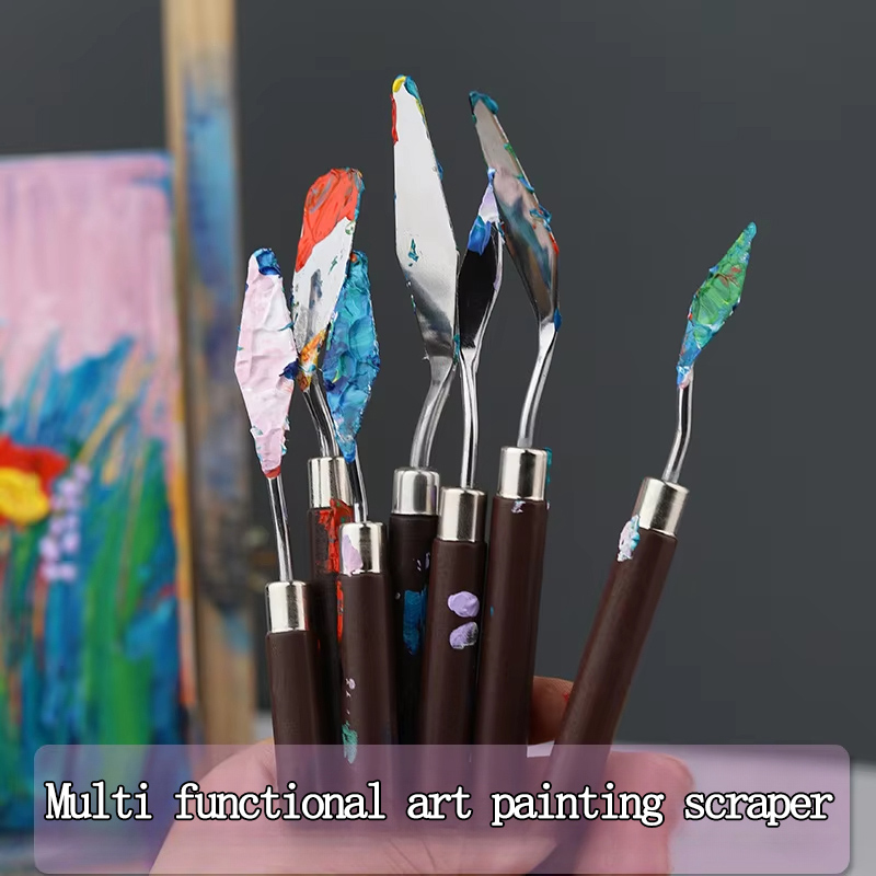 1/3/5/7 unids/set cuchillo de pintura al óleo de acero inoxidable espátula de artista herramientas de arte papelería suministros para hornear pasteles pintura dibujo lindo