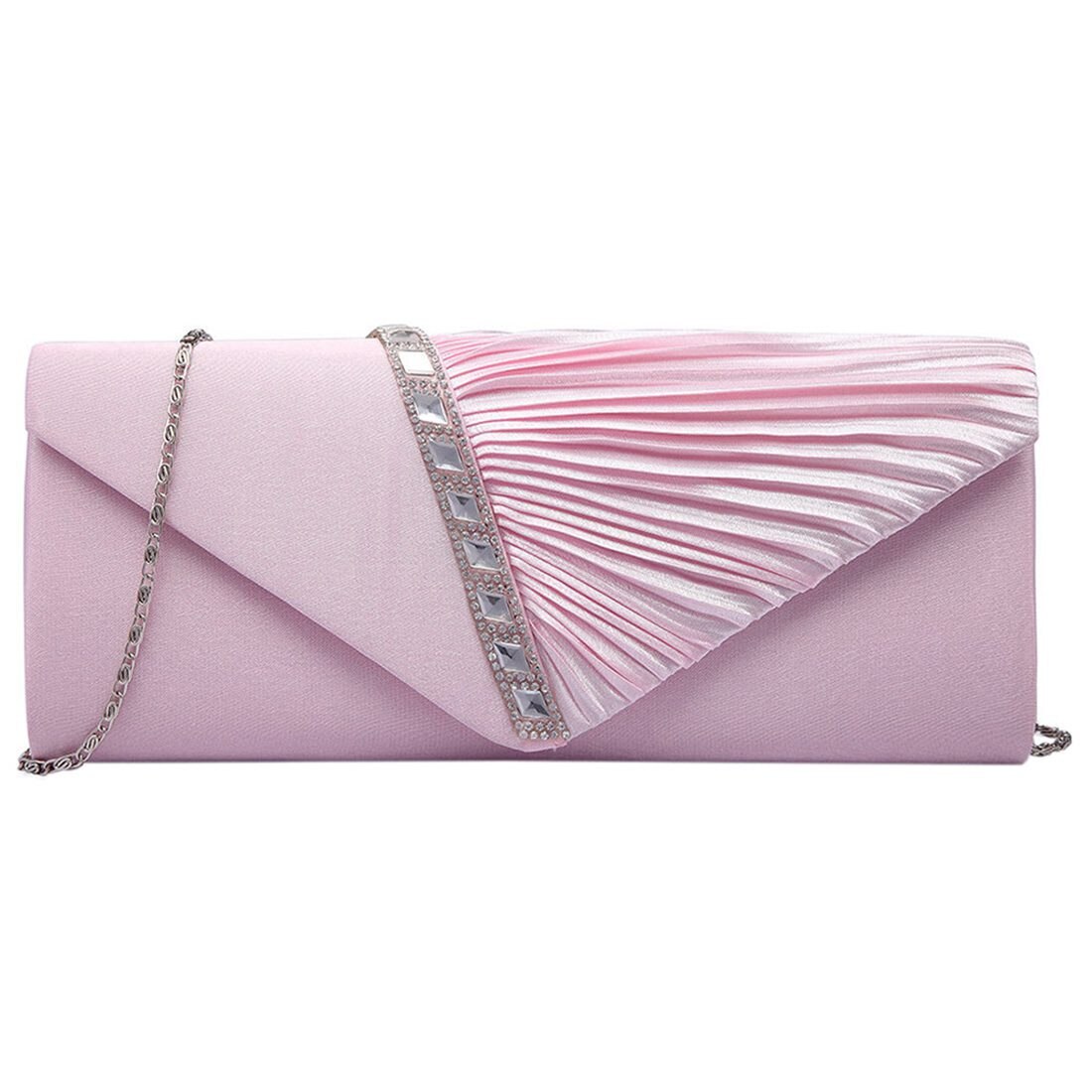 Dames diamanten ruche feest gala bruids avond envelop clutch tas