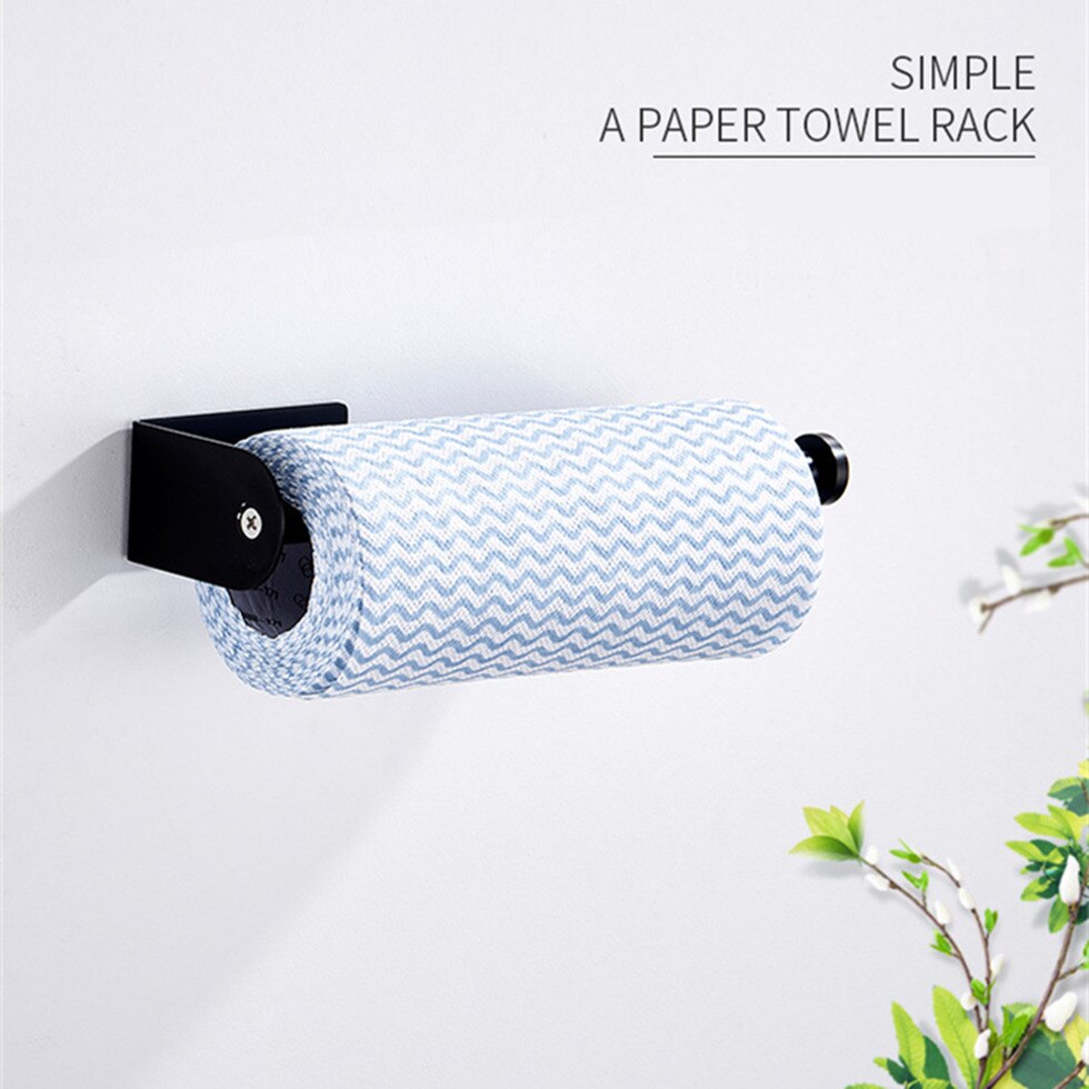 Sort papirholder 304 rustfrit stål håndklædestang tissuestativ til badeværelse køkken wc toiletpapir håndklædeholder