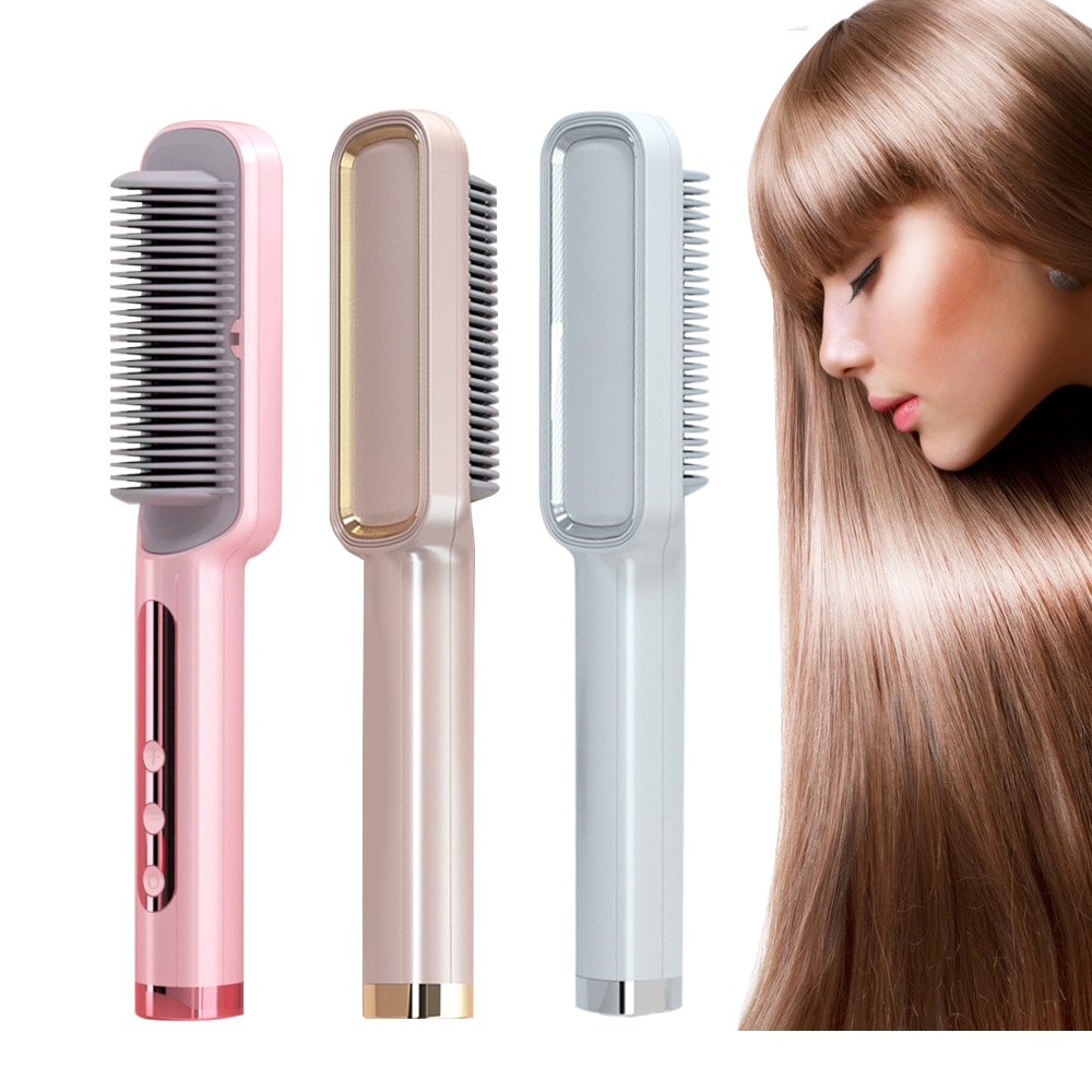 Comb Electric Hair Straightening Brush Anti-scalding Hair Straightening Comb Fast Heated Flat Iron Ceramic Hair Curler Curl