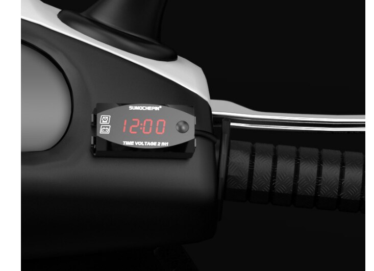 Mini Digital Voltmeter Ammeter 12V 3 in 1 Digital LED Display Clock Thermometer Indicator Gauge Panel Meter For Car Motorcycle: Default Title