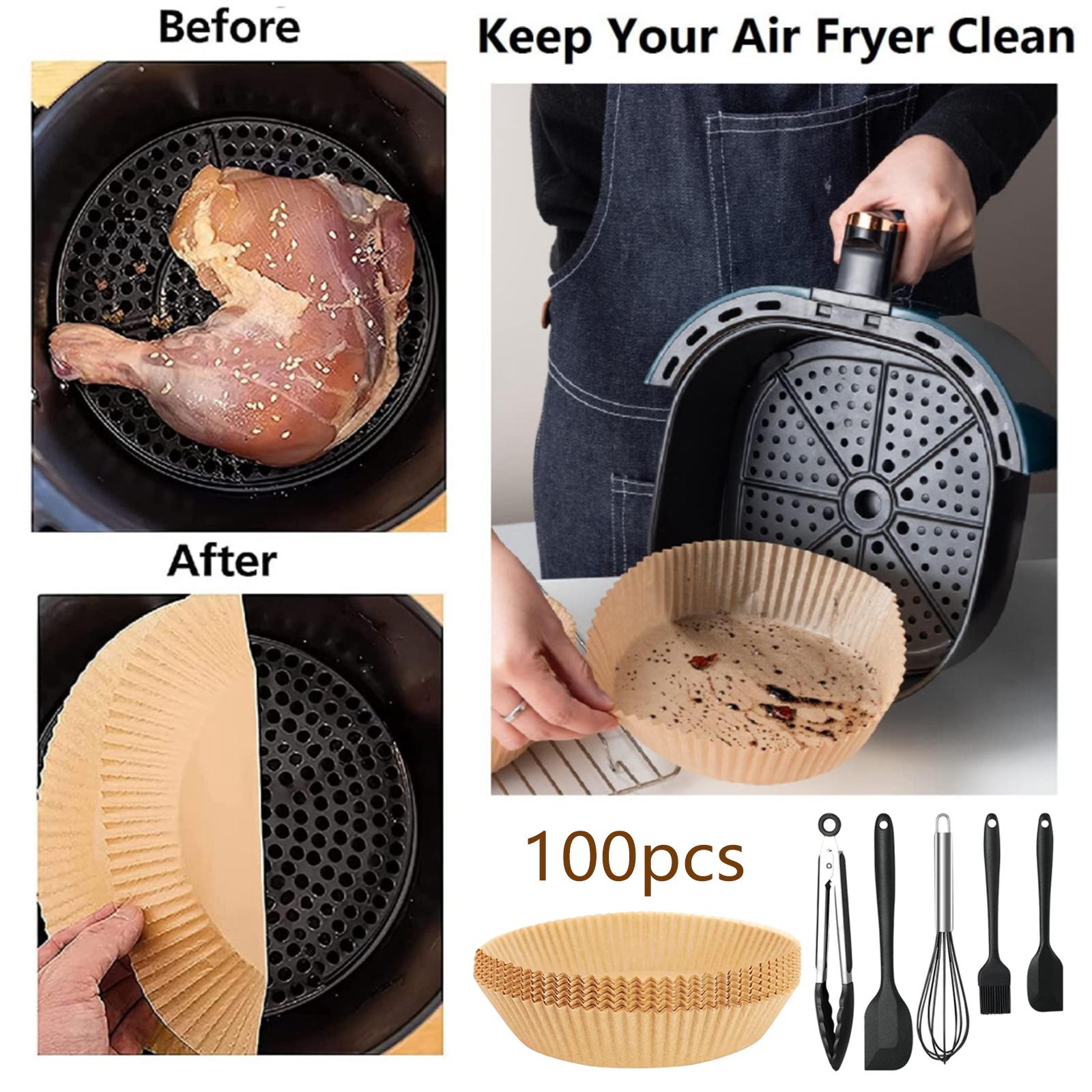 Air Friteuse Papier Liner Met Clip, Lepel, Eiklopper, Siliconen Borstel, siliconen Spatel Barbecue Plaat Voor Roosteren Bakken Koken