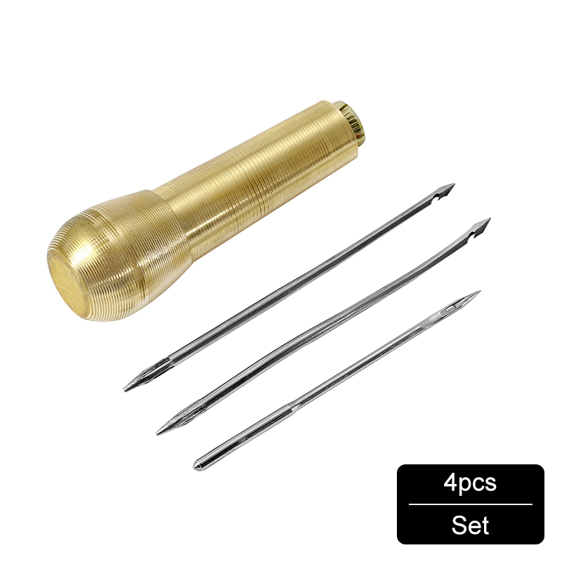 1-4Pcs Leather Needle Set Canvas Leather Tent Shoes Sewing Awl Taper Leather craft Needle Kit Repairing Tool Sets Hand Stitching: 4Pcs Set