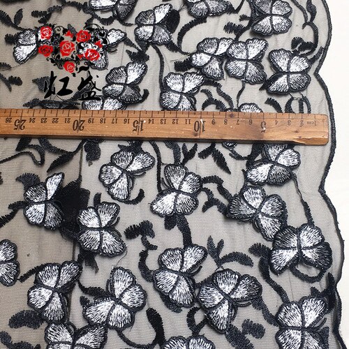 Black light purple blue butterfly Chiffon Fabric Cloth Wedding dress evening dress dress Clothing fabric Embroidered fabric: 3