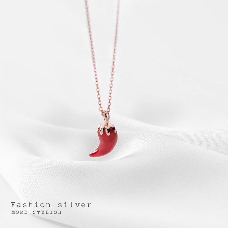 Coolkala argento sveglio creativo pepe rosso del pendente semplice ottavino delicata collana
