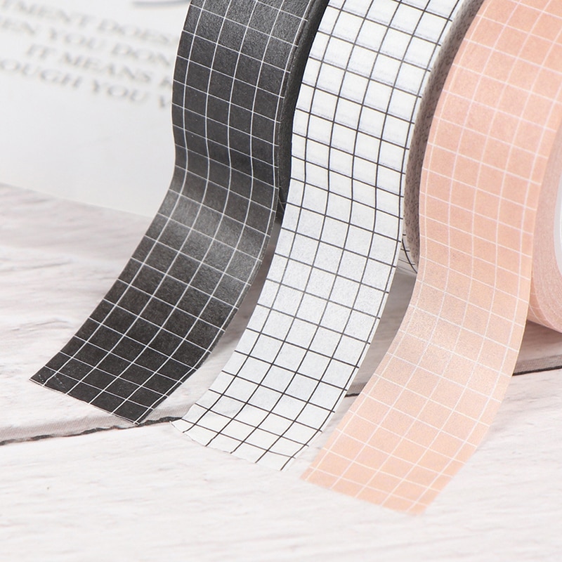 Grid Washi Tape Japanse Papier Diy Planner Masking Tape Plakband Stickers Briefpapier Tapes Decoratieve Kleurrijke