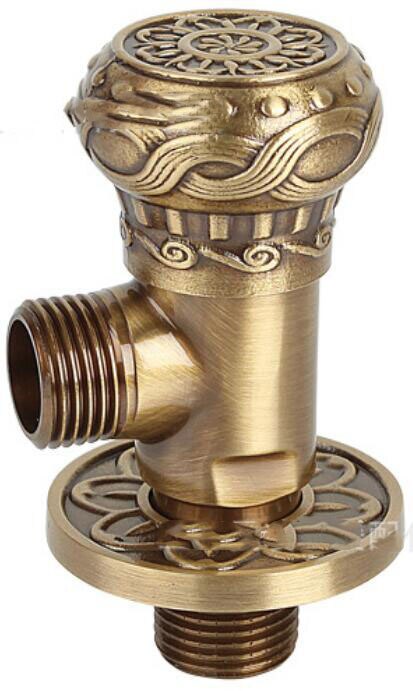 2 Styles Antique Carving Copper Triangle Valve Toilet Tee Full Copper Triangle Valve Toilet Water Heater Inlet Valve