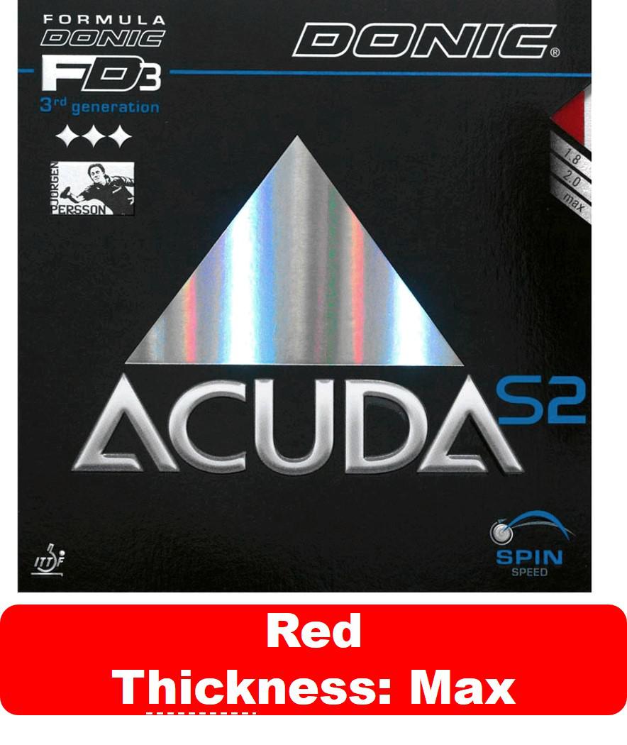Donic original Acuda S1 S2 S3 Tenis De Mesa espinillas De goma con esponja De Ping Pong Tenis De Mesa: S2 red max