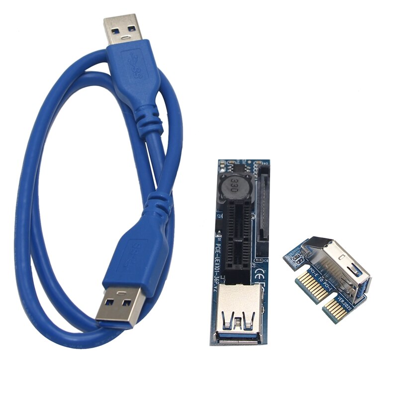 UEX101 PCI-E X1 to X1 Extension Riser Card Adapter with USB3.0 Cable