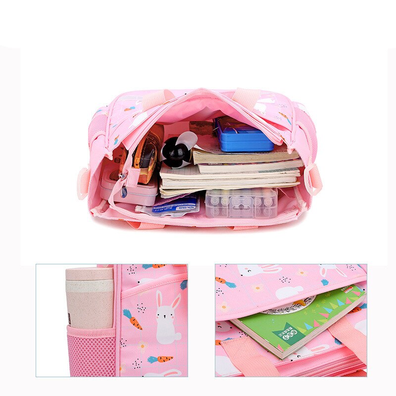 Pink Tutorial handbag Single Shoulder School Bag Nylon Book Bag Waterproof Children's Handbag Kids Crossbody Messenger Bags