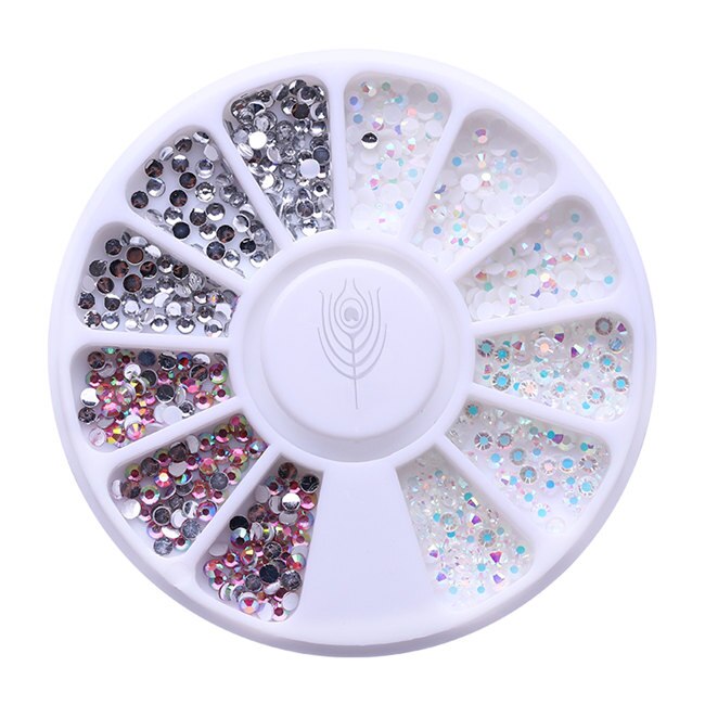 GEBOREN PRETTY AB Kleur Nail Strass Goud Zilver Nail Stud Klinknagel Vlakke Bodem Manicure 3D Nail Art Decoratie in Wiel: Pattern 1