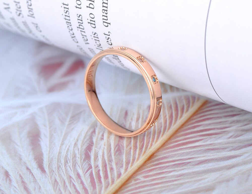 Lokaer originale titanium rustfrit stål vielsesring smykker rosa guld mosaik farverige krystal ringe til kvinder  r19150