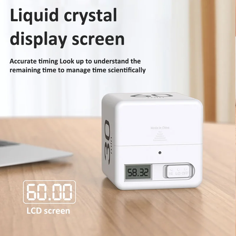 Temporizador de cubo de productividad, Sensor de gravedad, pantalla LED volteada, 15/20/30/60 minutos, cuenta atrás, estudio de cocina, Mini temporizador Digital