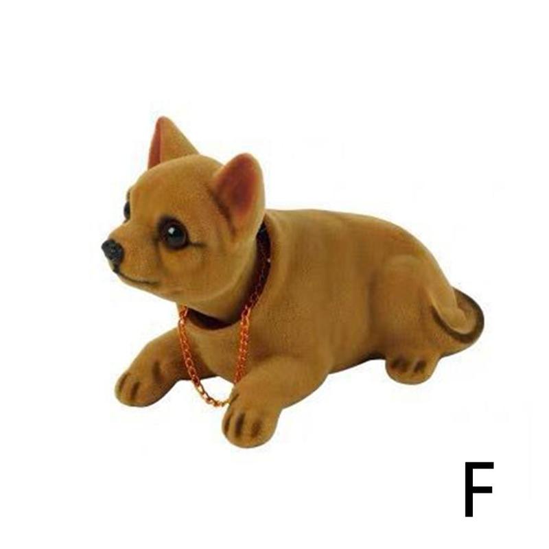 Dukke nikkende hund ryster på hovedet harpiks simulation bil hundelegetøj instrumentbræt dekoration bil ornament sød bil tilbehør: F