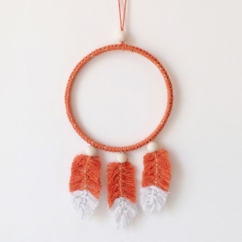 Atrapasueños nórdico hecho a mano de cuerda de algodón tejido, juguete atrapasueños de felpa, juguete decorativo para colgar en la pared para dormitorio de niños y niñas