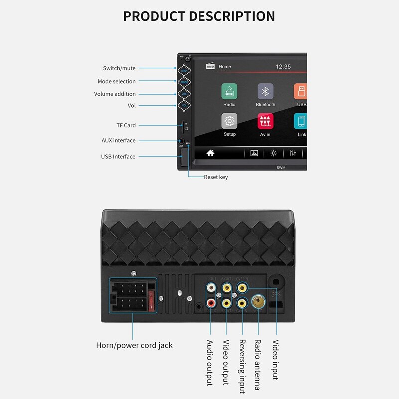 2Lärm Auto Radio MP5 Stereo Empfänger 2 Lärm Auto Radio Auto Stereo o Radio Spieler Spiegel Verknüpfung Unterstützung 12 LED hinten Kamera N8