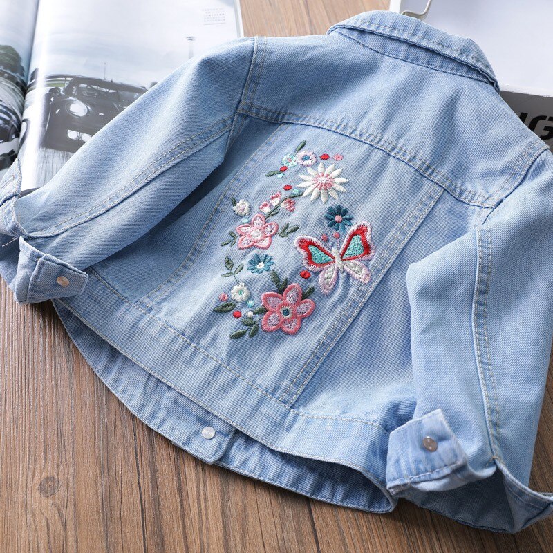 Girl denim jacket coat Flower embroidery Children's Spring Autumn coat kids jacket baby coat girl's baby jacket
