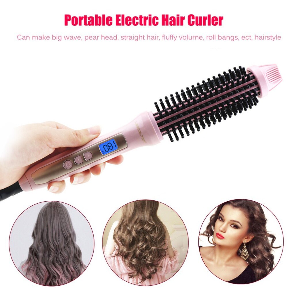 LESCOLTON Display 2 In 1 Ceramic Hair Straightener Comb Hair Curler Curling Roller Beauty Care Iron Brush Comb