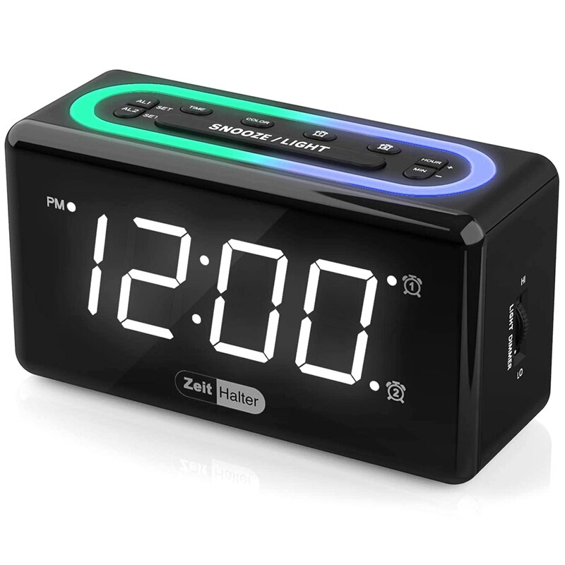 Digital Alarm Clock for Bedrooms - 0-100% Dimmer, Dual Alarm with 7 Color Night Light, Easy to Set, Snooze, USB Chargers: Default Title