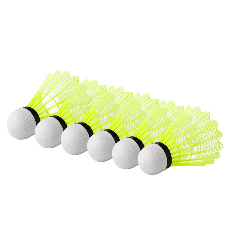 100% Nieuw En 6Pcs Trein Gym Fitness Geel Nylon Shuttles Badminton Bal Sport Duurzaam