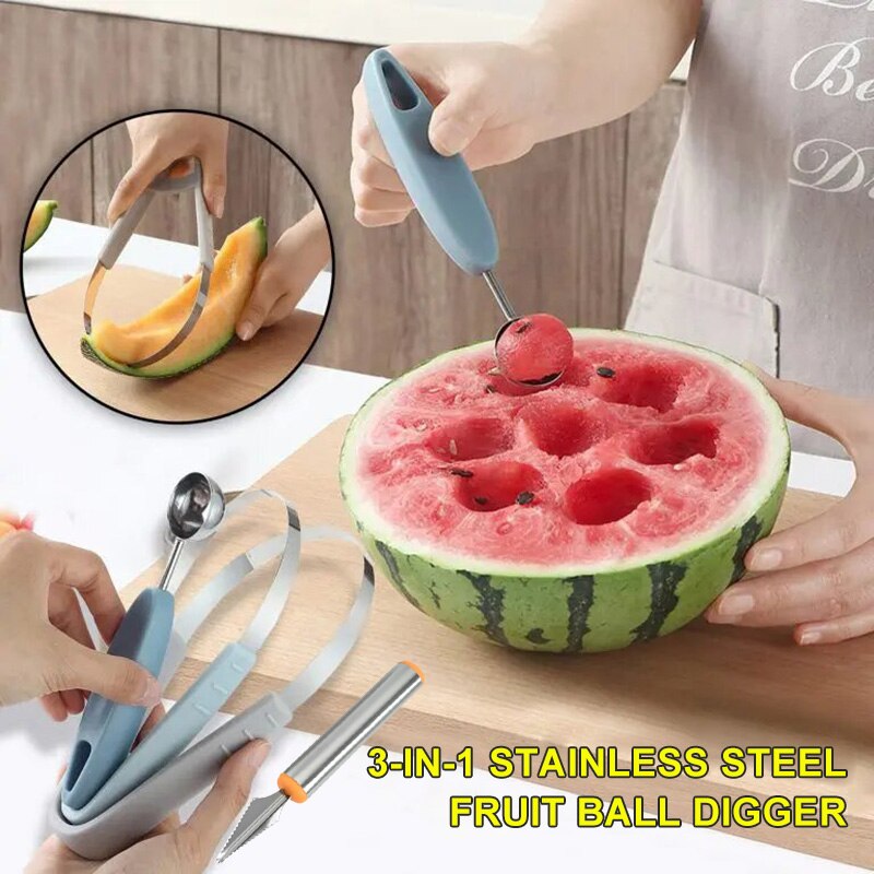 Spot 4 Stks/set Multifunctionele Rvs Fruit Bal Graver Vruchten Carving Cutter Set Voor Watermeloen Fruit Beste Prijs