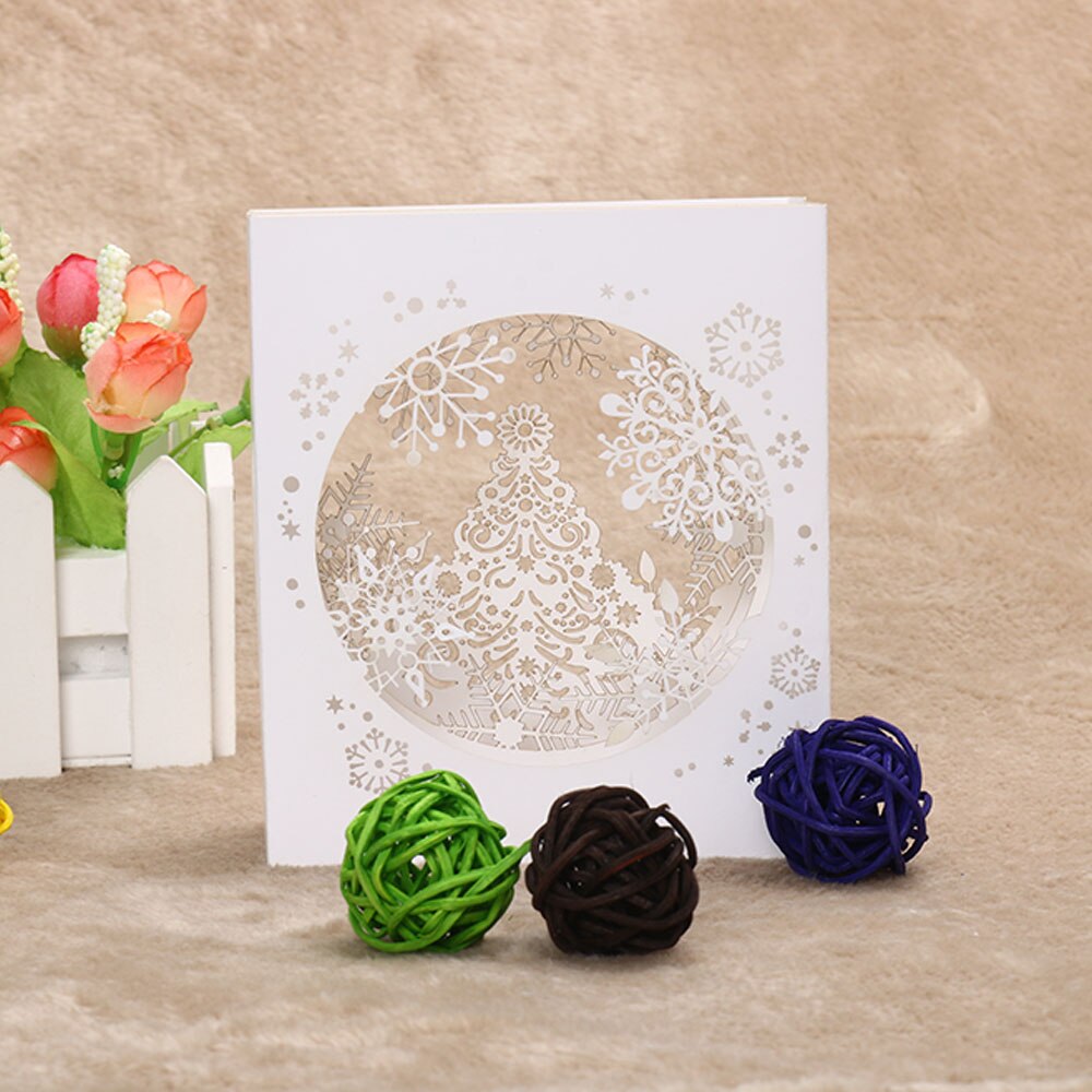 1Pc Stylish Handmade 3D Pop Up Tree Box Snowflake Greeting Card Merry Christmas Party Supplies