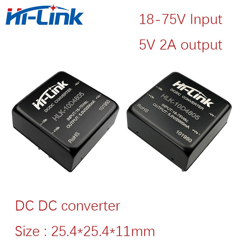 Free Ship 5pcs/lot 18-75V Input to 5V 2A 10W output 1500Vdc Isolation DC to DC switch power supply