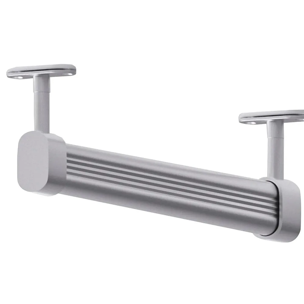 Hängende Schrankstange mit Endstützen, Schrankstangen aus Metall zum Aufhängen von Kleidung, Schrankaufhängerhalter für Kleiderschränke, Veranda-Dusche: L / Silber