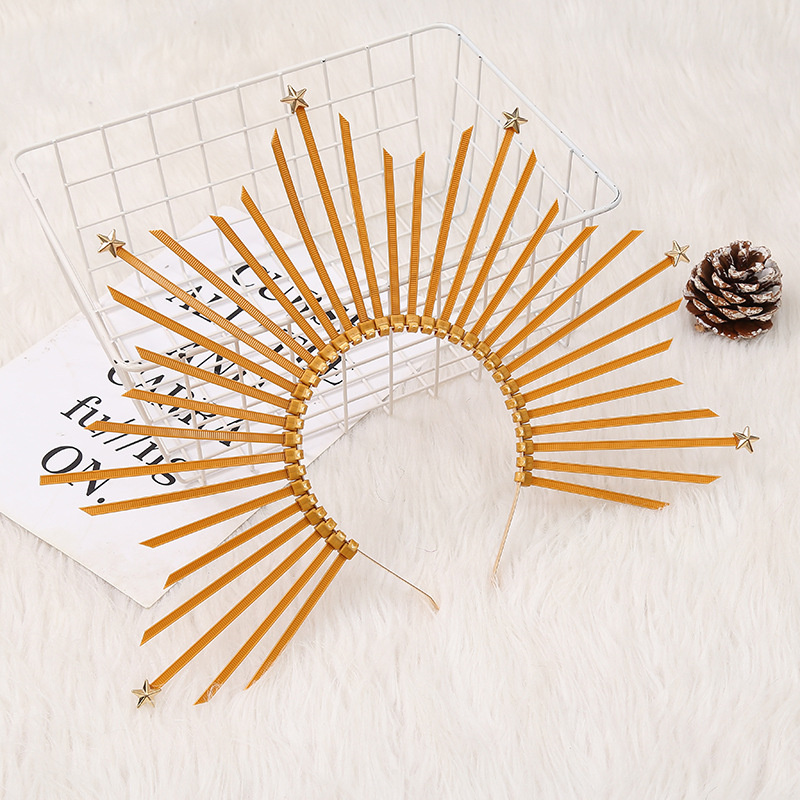 Crown Headband Golden Halo Hair Accessories Halo Goddess Crown Wedding Party Headwear Halloween Costume Star Headpiece: 6