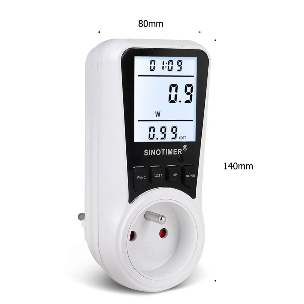 1Pcs Digitale Lcd Power Meter Wattmeter Socket Wattage Monitor Elektriciteit Kwh Energie Meter Meten Outlet Power Analyzer: FR  230V 16A