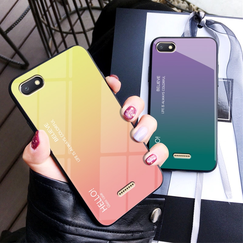 Redmi -6a hærdet glas gradient cover til xiaomi redmi 6 redmi 6a on 5.45 " sort silikone kofanger glascover til redmi 6